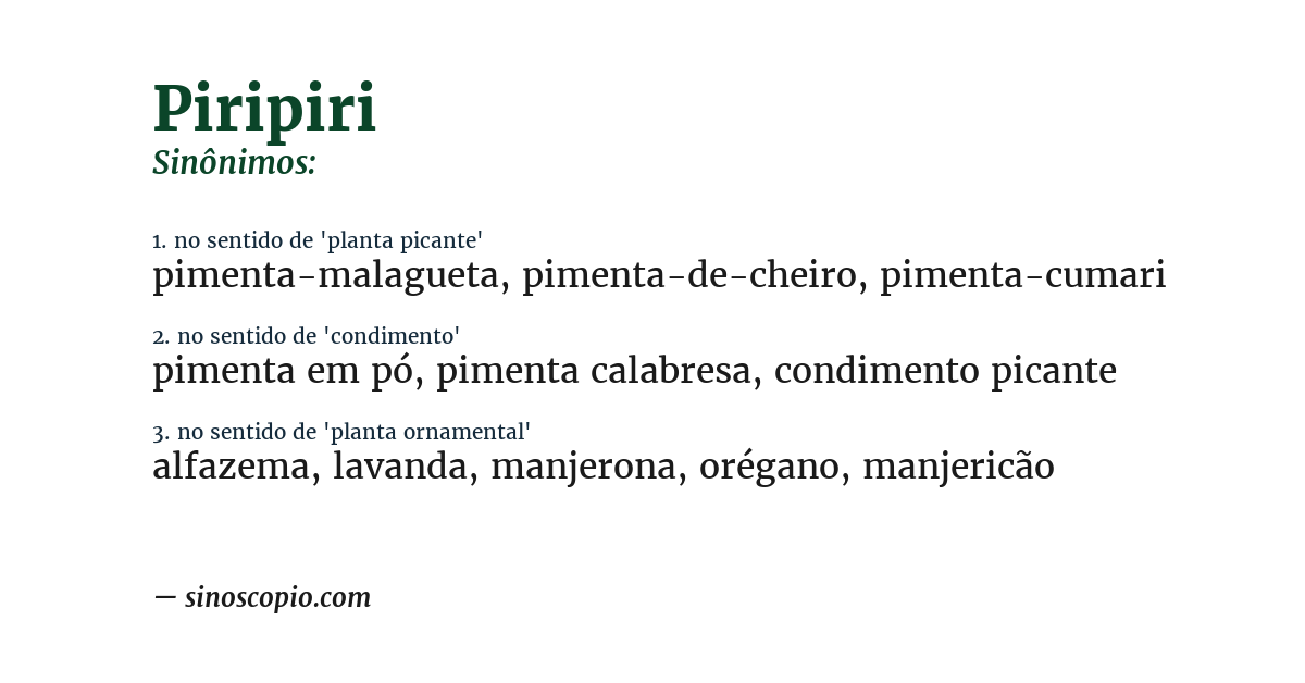 Sinônimo de piripiri