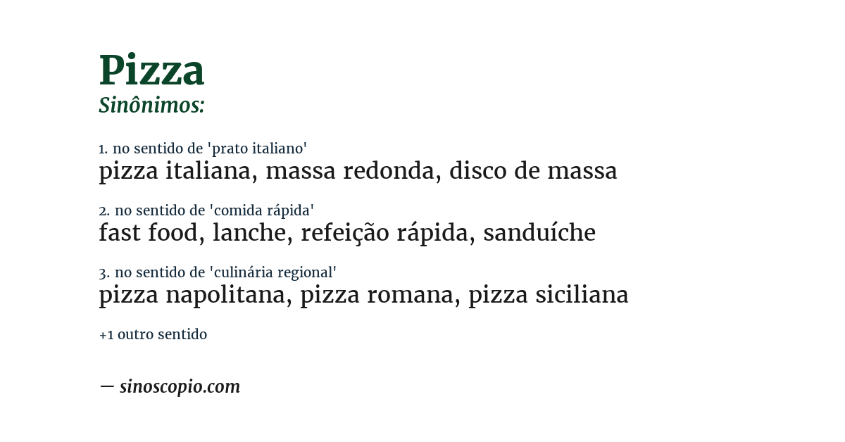 Sinônimo de pizza