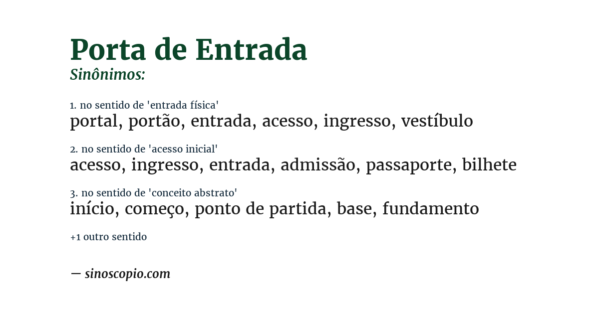 Sinônimo de porta de entrada