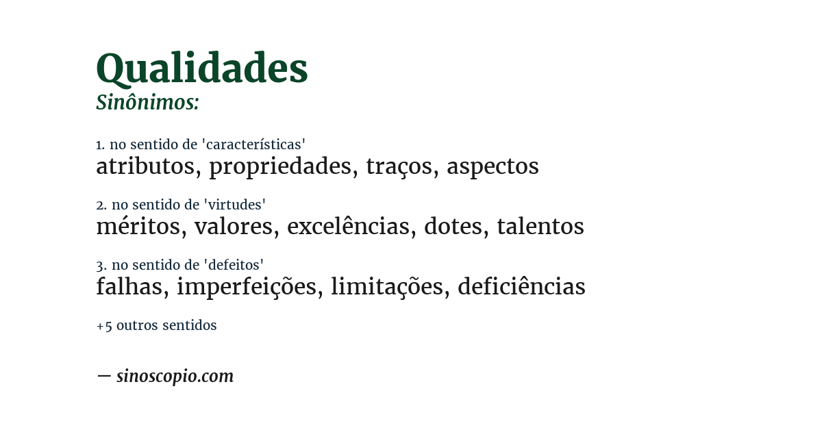 Sinônimo de qualidades