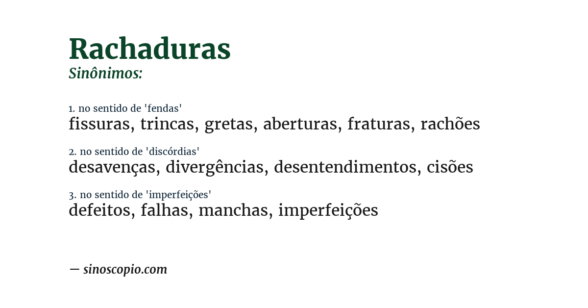 Sinônimo de rachaduras