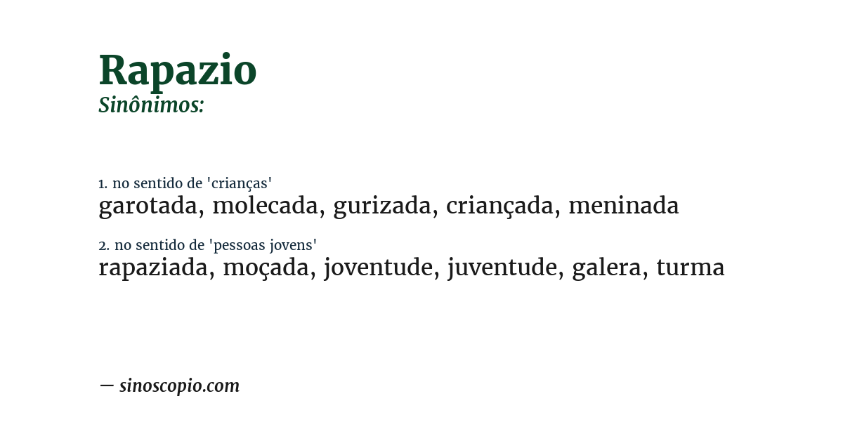 Sinônimo de rapazio