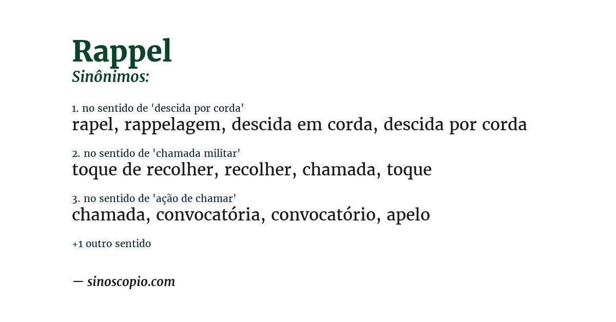 Sinônimo de rappel