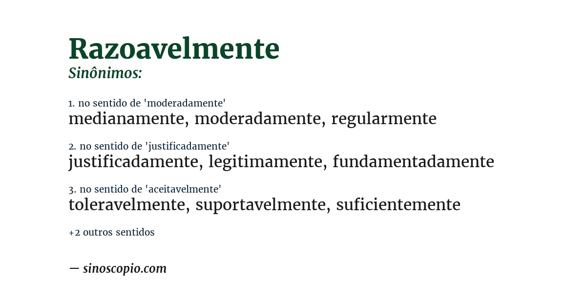 Sinônimo de razoavelmente