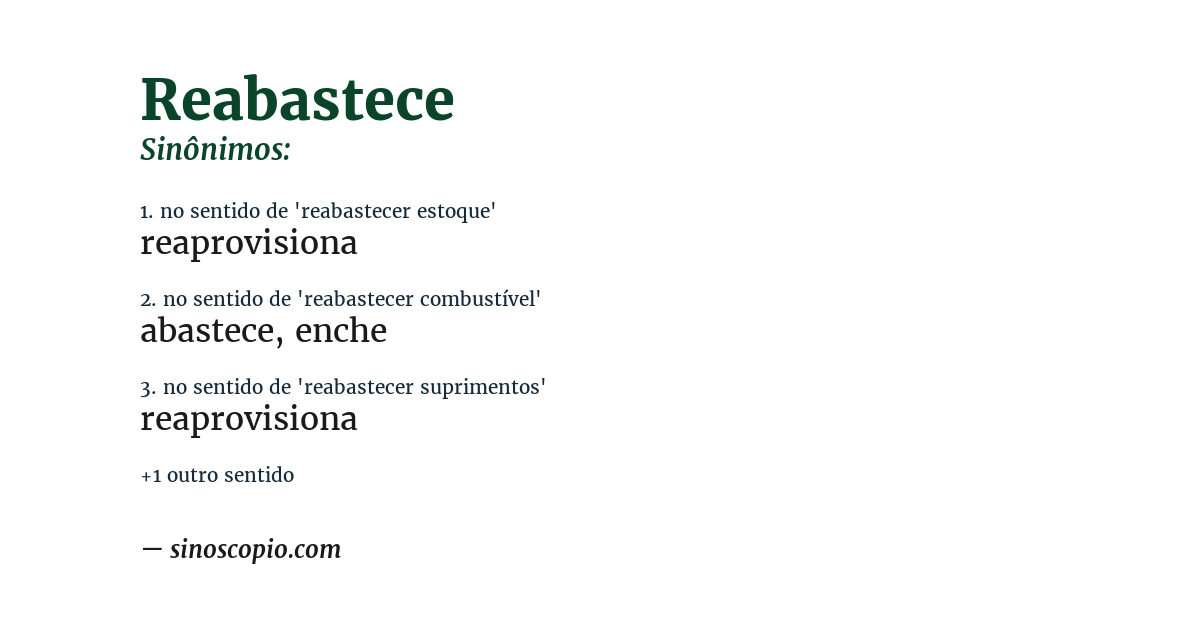 Sinônimo de reabastece