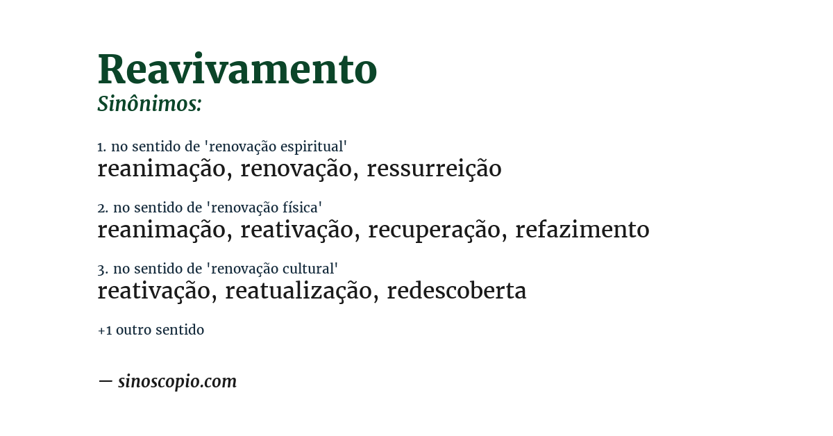 Sinônimo de reavivamento