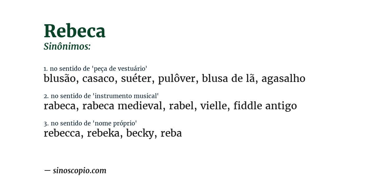 Sinônimo de rebeca