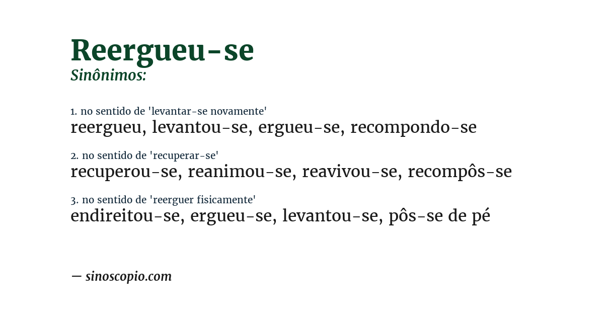 Sinônimo de reergueu-se