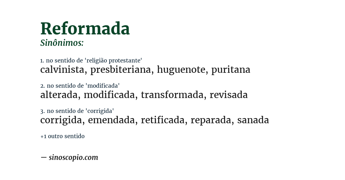 Sinônimo de reformada