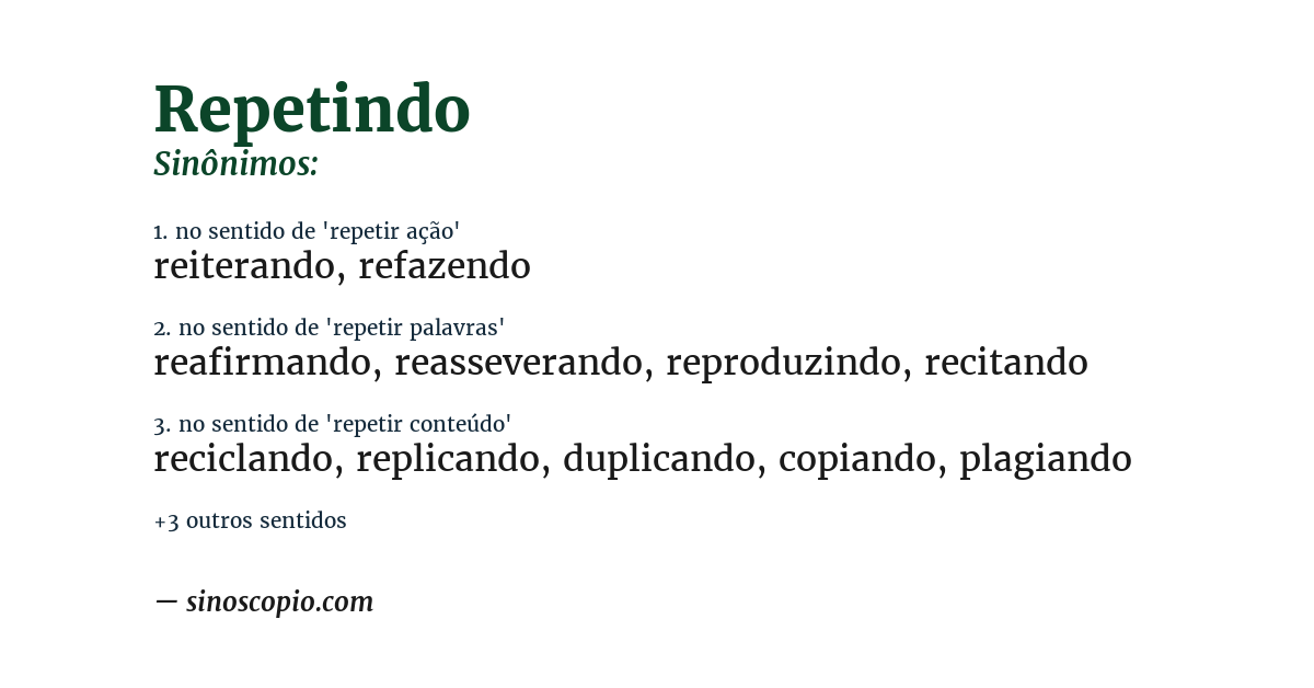 Sinônimo de repetindo
