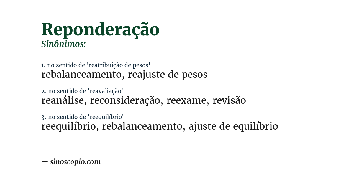 Sinônimo de reponderação