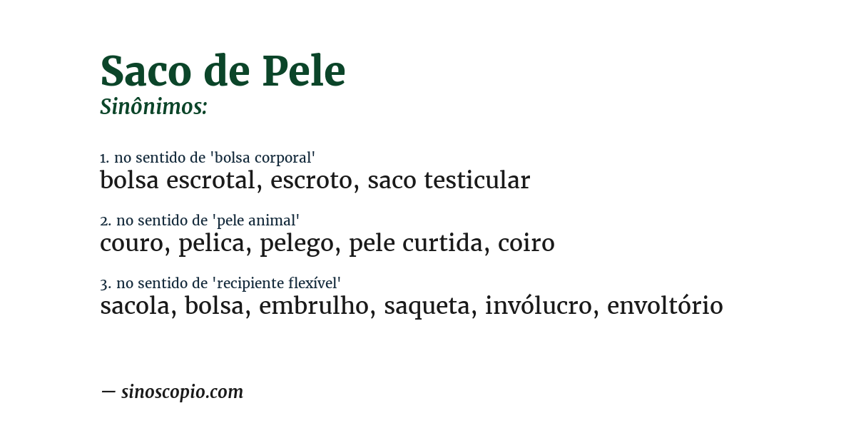 Sinônimo de saco de pele