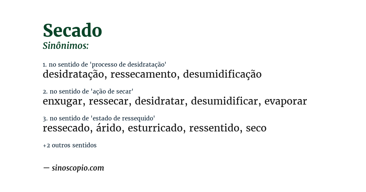 Sinônimo de secado