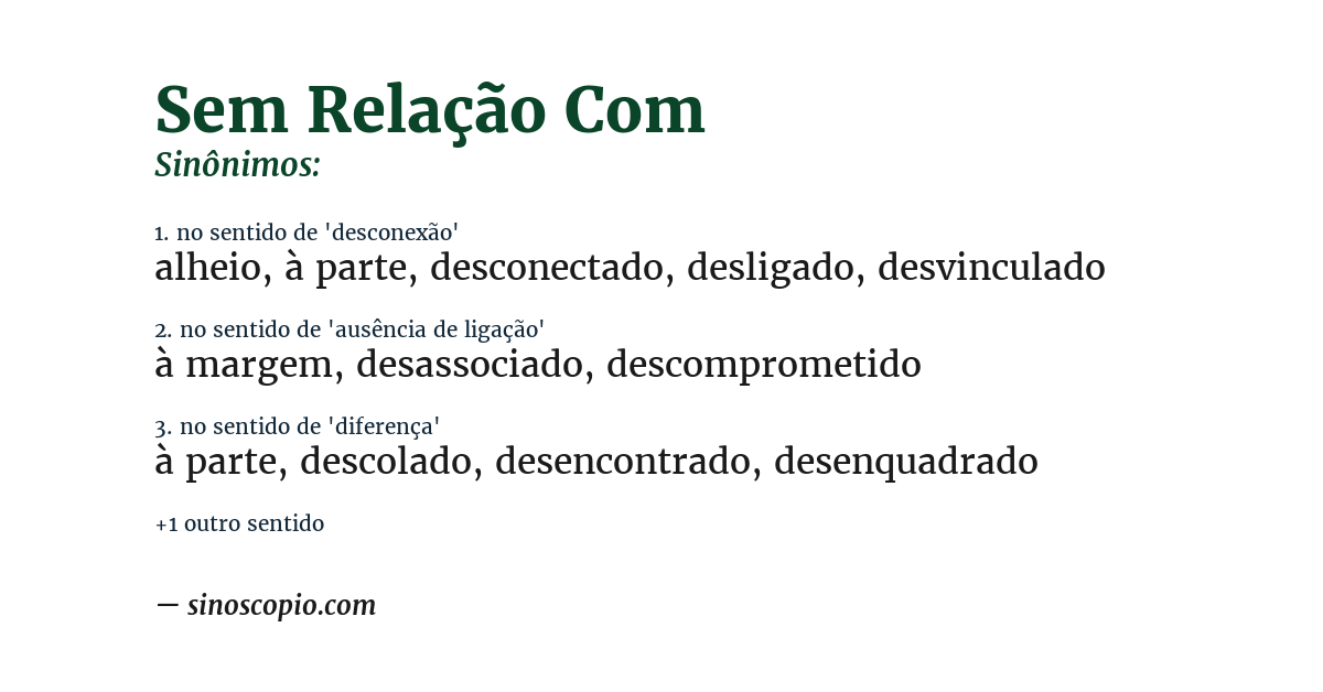 Sinônimo de sem relação com