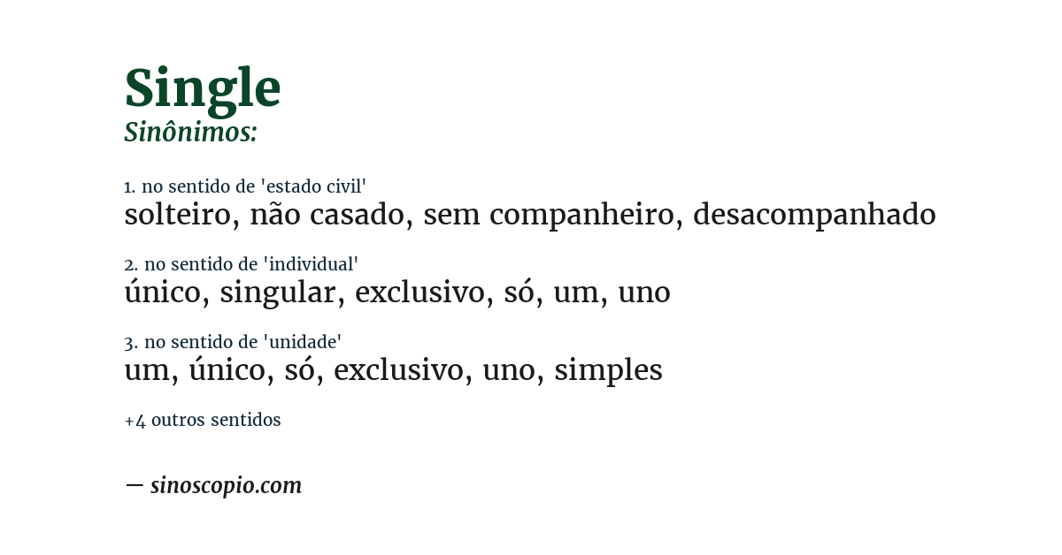 Sinônimo de single