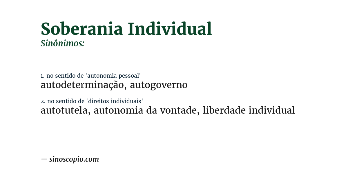 Sinônimo de soberania individual