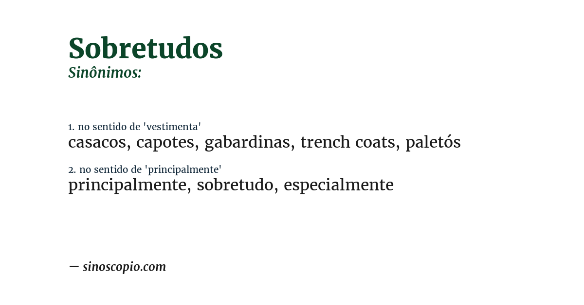 Sinônimo de sobretudos