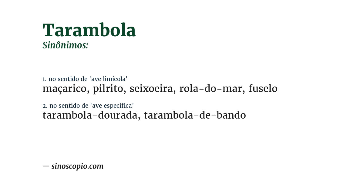 Sinônimo de tarambola