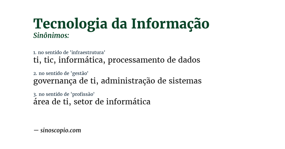 Sinônimo de tecnologia da informação