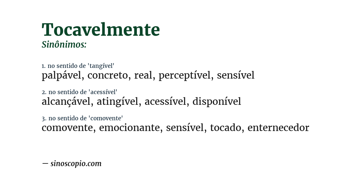 Sinônimo de tocavelmente