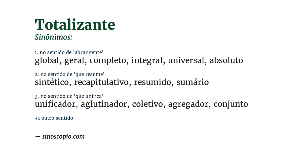 Sinônimo de totalizante