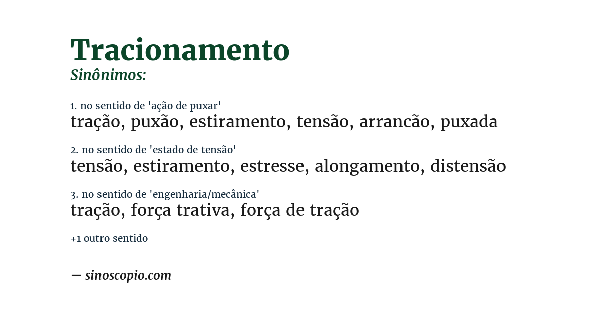 Sinônimo de tracionamento