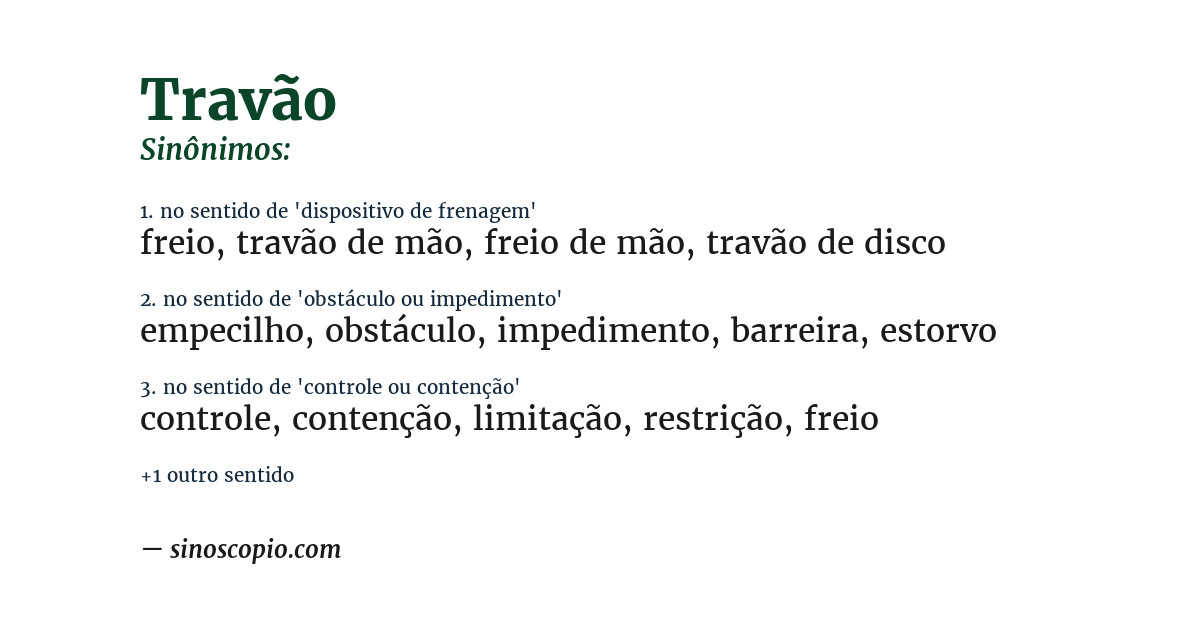 Sinônimo de travão