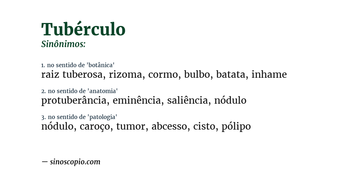 Sinônimo de tubérculo