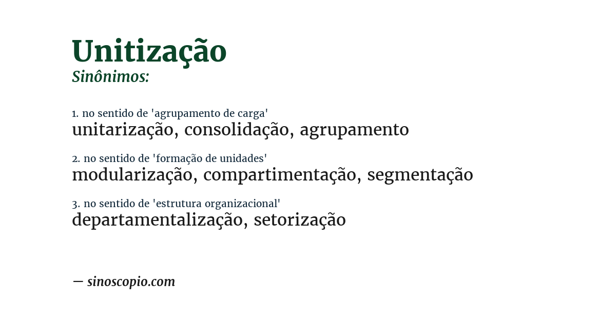 Sinônimo de unitização