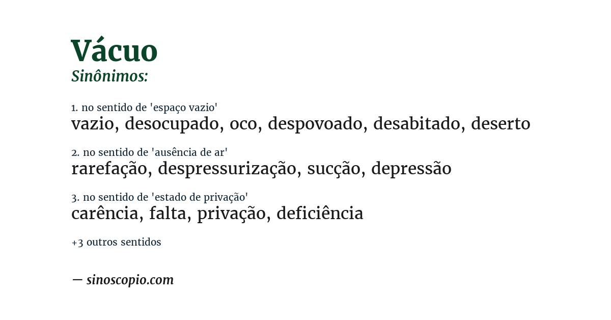 Sinônimo de vácuo