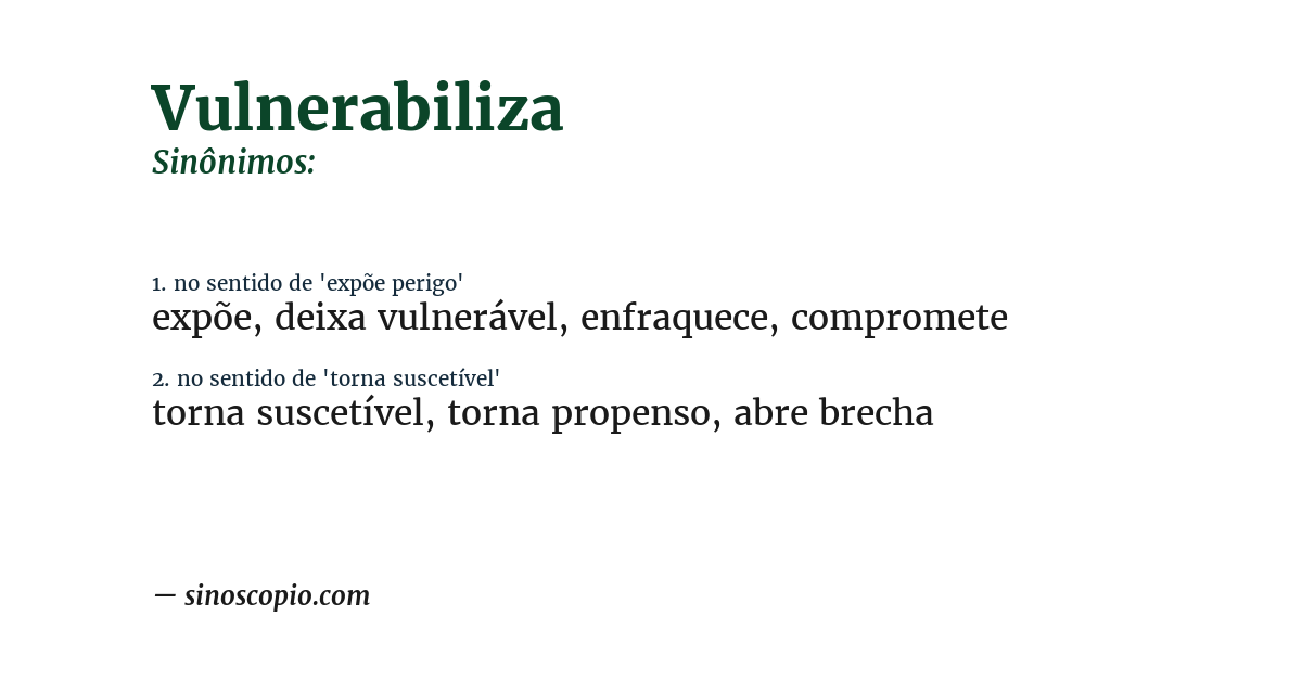 Sinônimo de vulnerabiliza