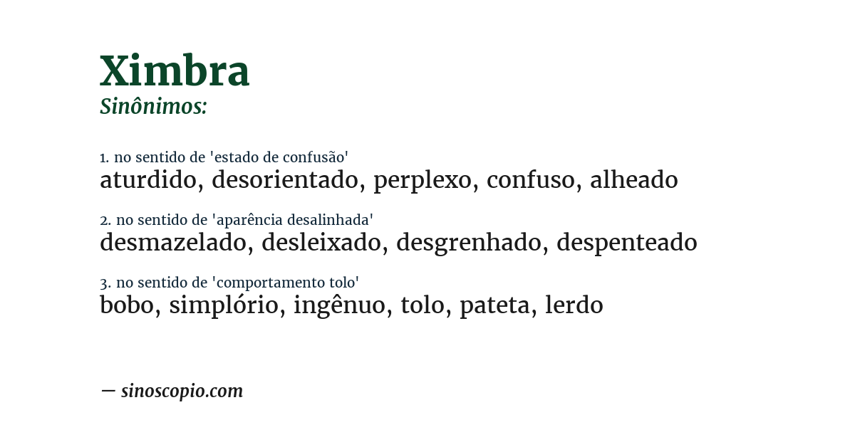 Sinônimo de ximbra