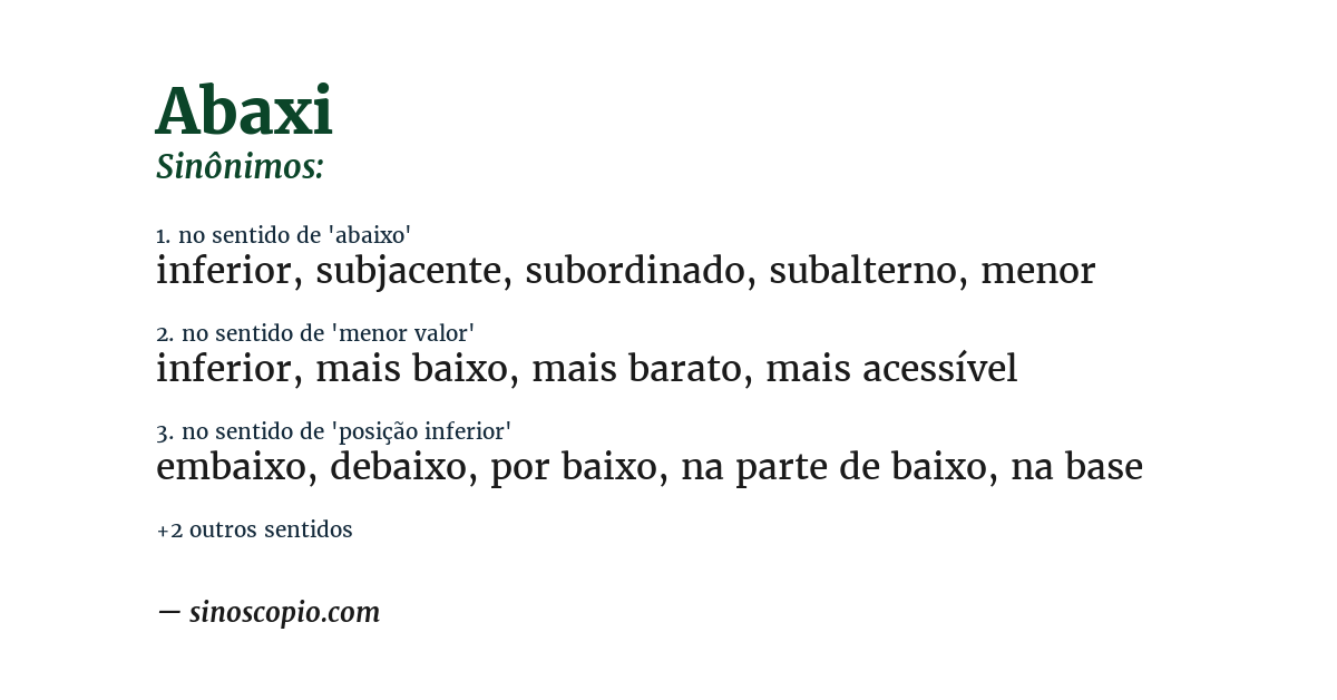 Sinônimo de abaxi