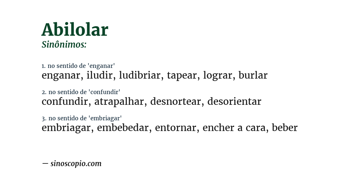 Sinônimo de abilolar