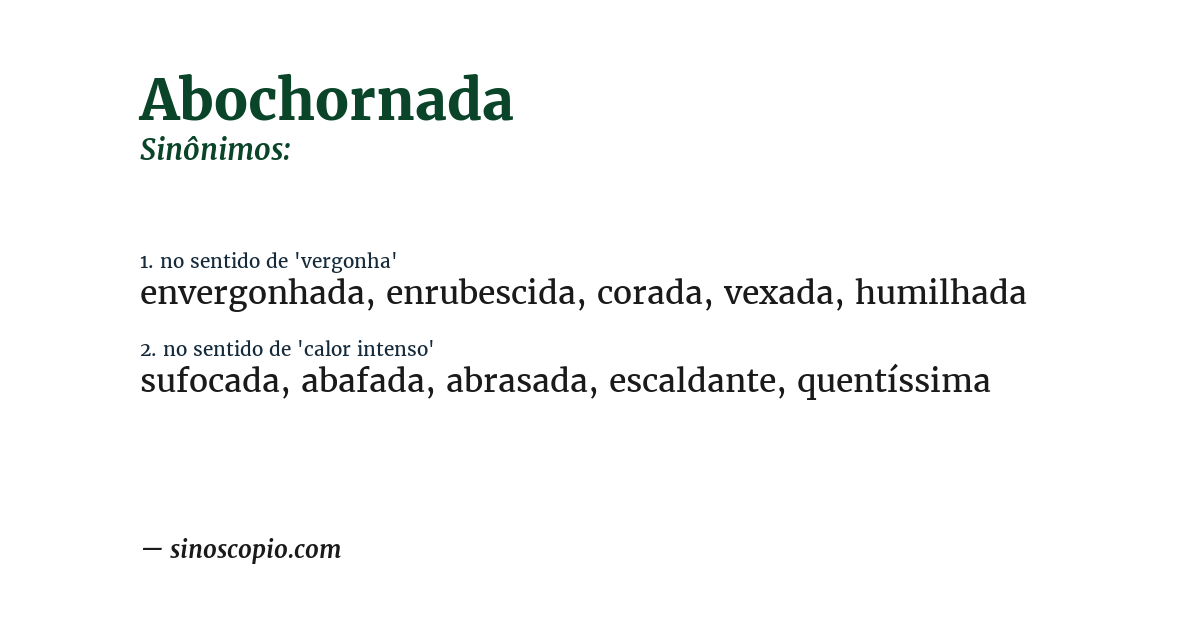 Sinônimo de abochornada