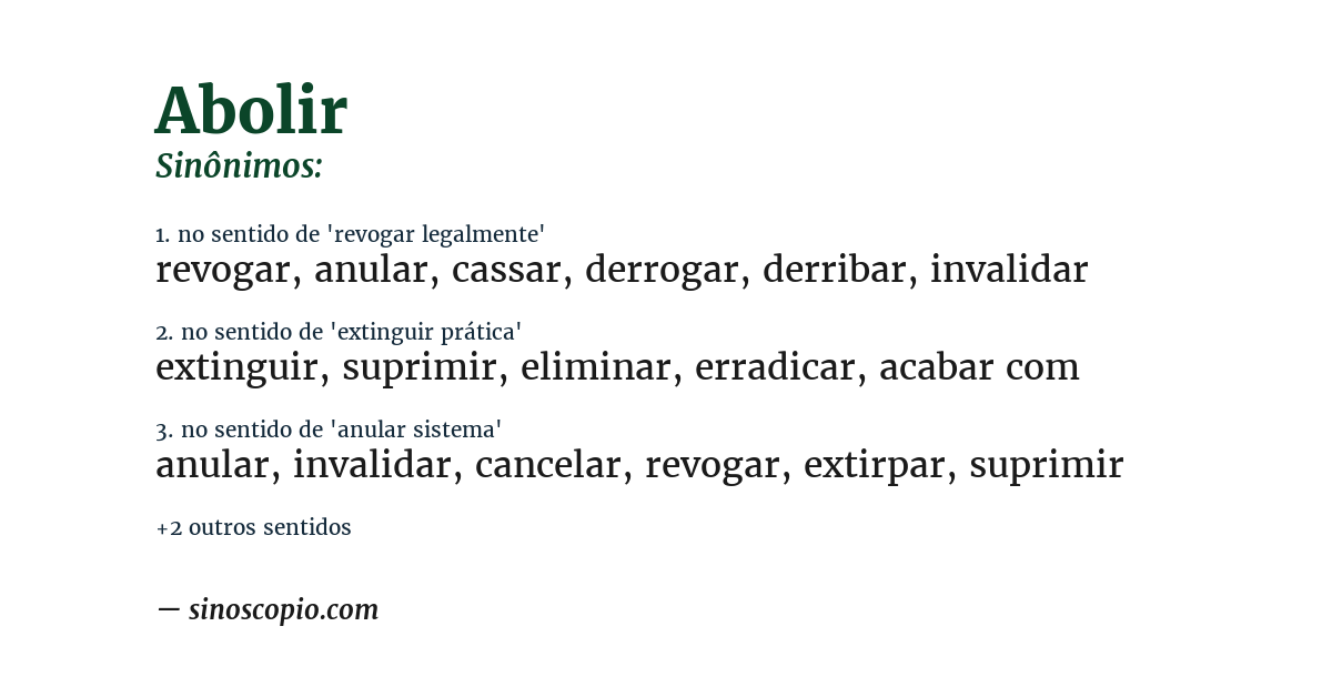 Sinônimo de abolir