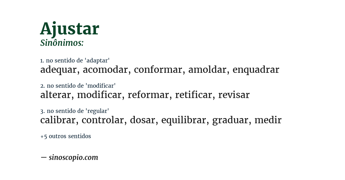 Sinônimo de ajustar