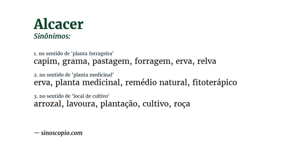 Sinônimo de alcacer