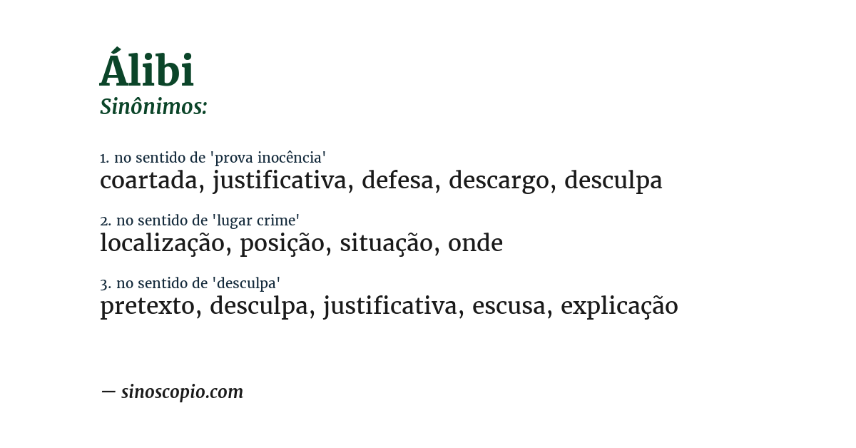 Sinônimo de álibi