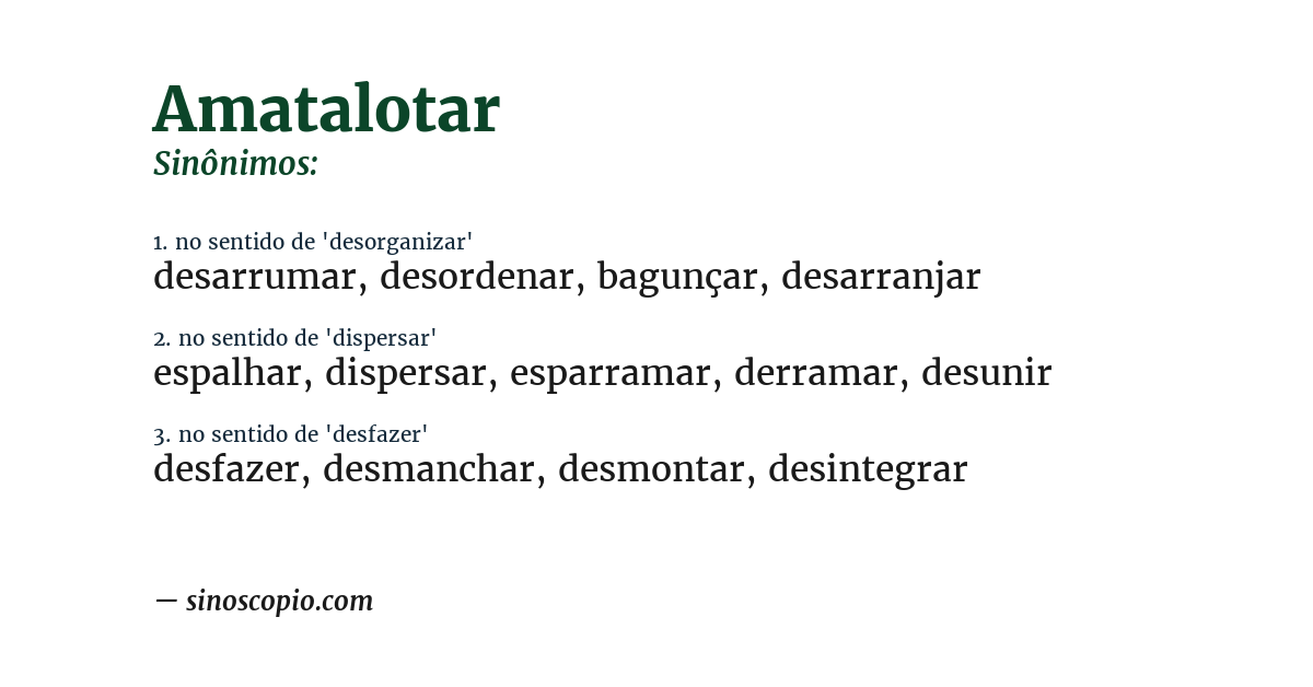 Sinônimo de amatalotar