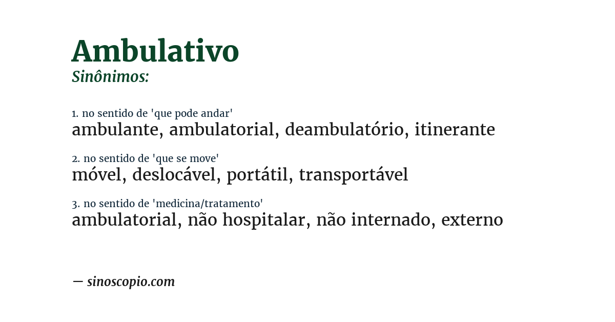 Sinônimo de ambulativo