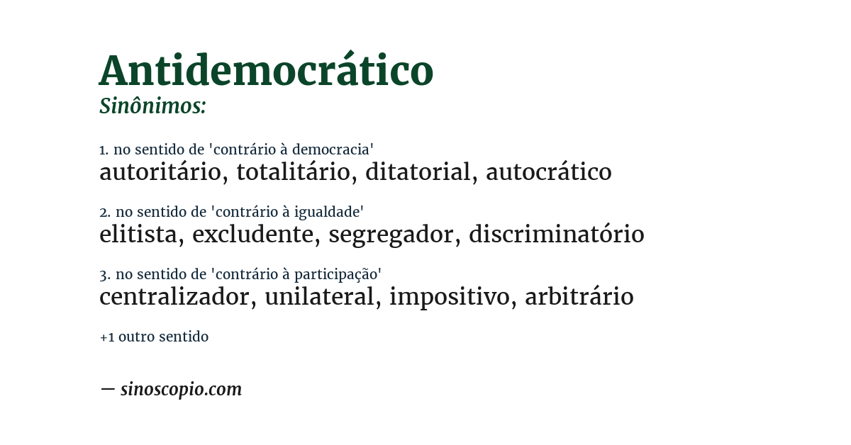 Sinônimo de antidemocrático