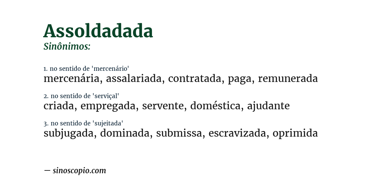 Sinônimo de assoldadada