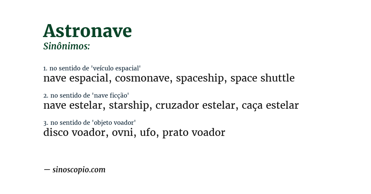 Sinônimo de astronave