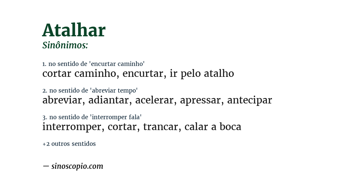 Sinônimo de atalhar