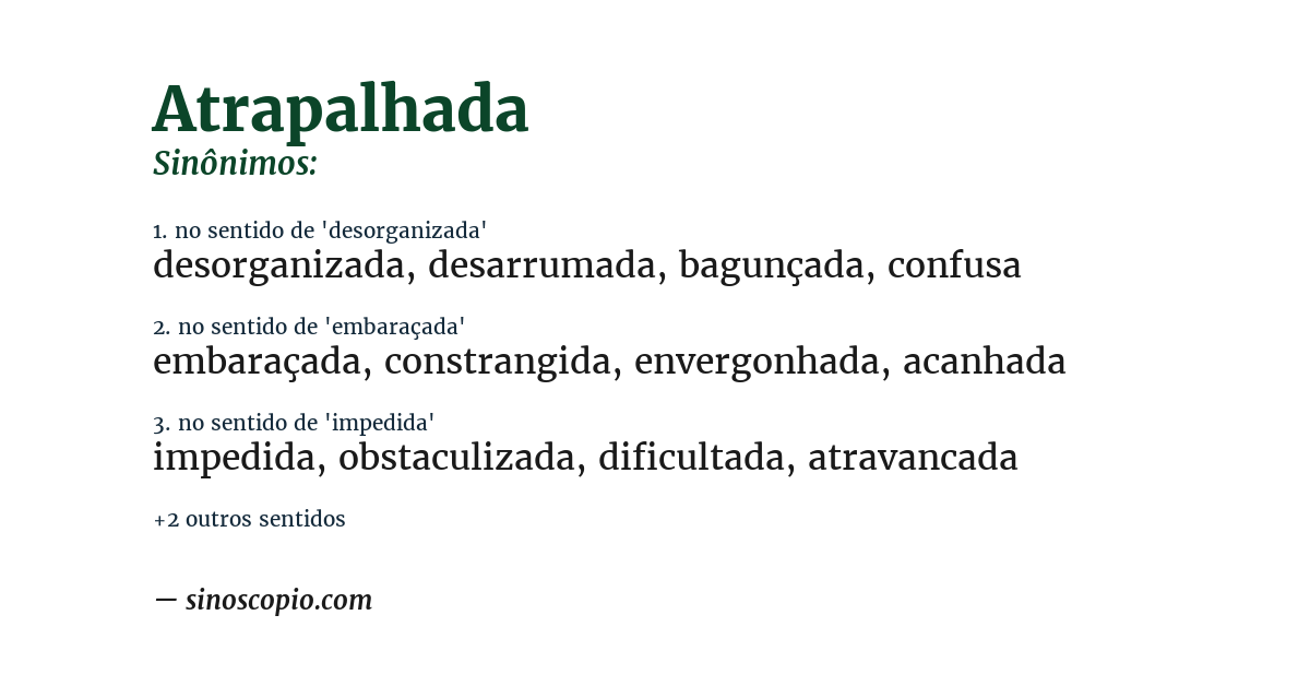 Sinônimo de atrapalhada