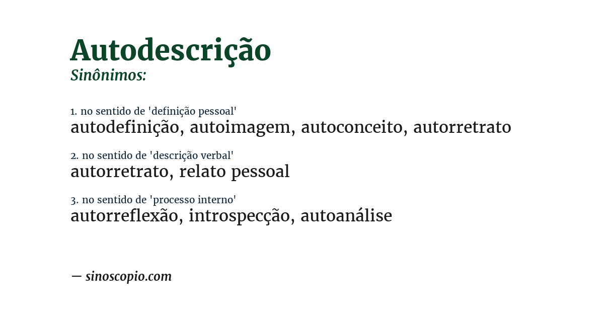 Sinônimo de autodescrição