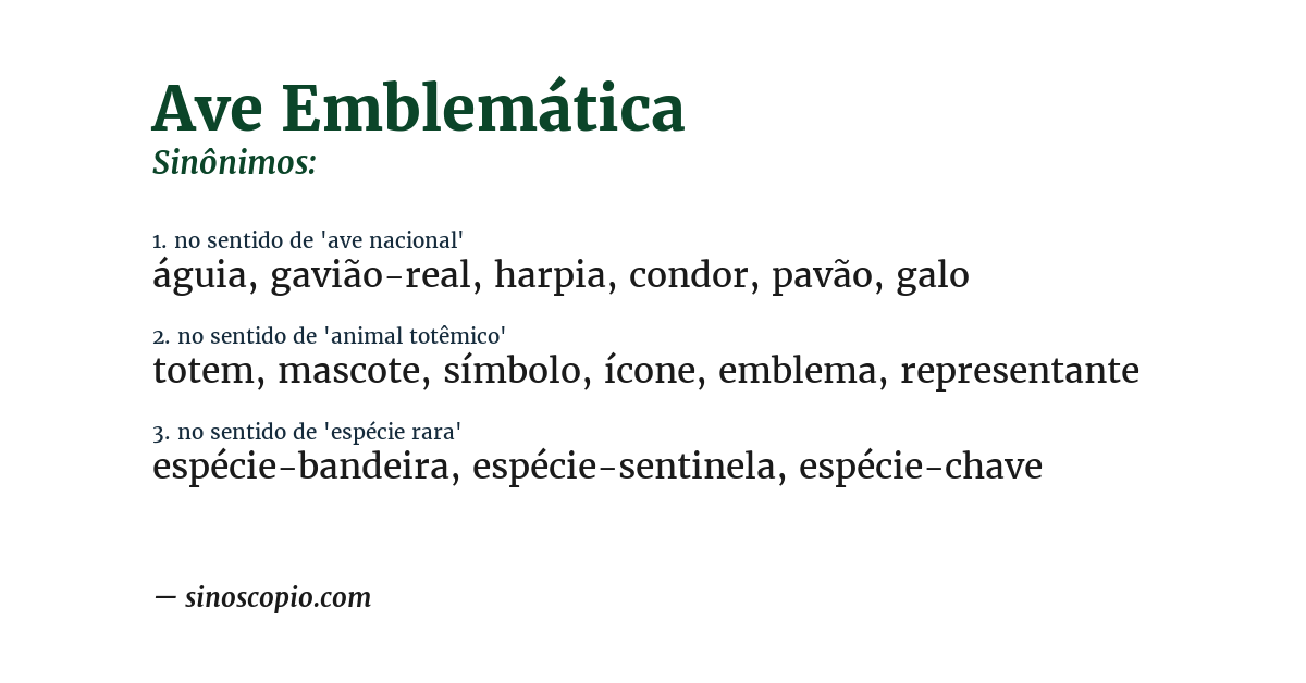 Sinônimo de ave emblemática