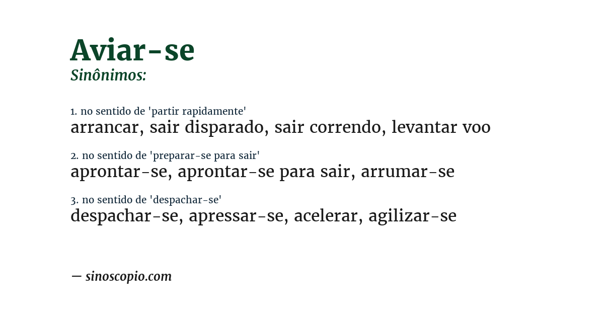 Sinônimo de aviar-se