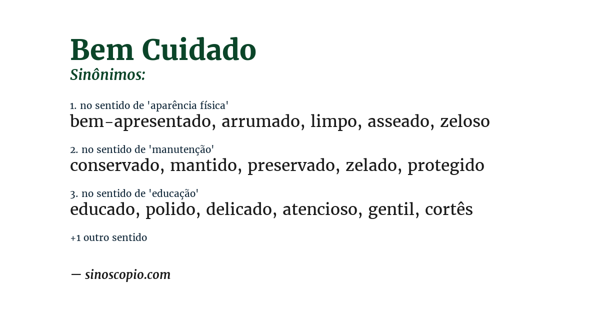 Sinônimo de bem cuidado